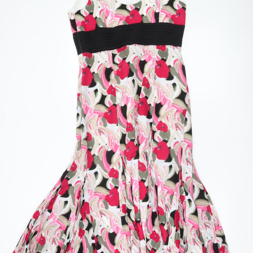 Roman Originals Women’s Multicoloured Floral Midi Dress Size 12 Sleeveless Fit & Flare
