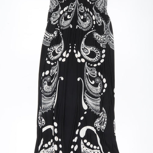 Next Women’s Black Paisley Maxi Dress S Off Shoulder Stretch