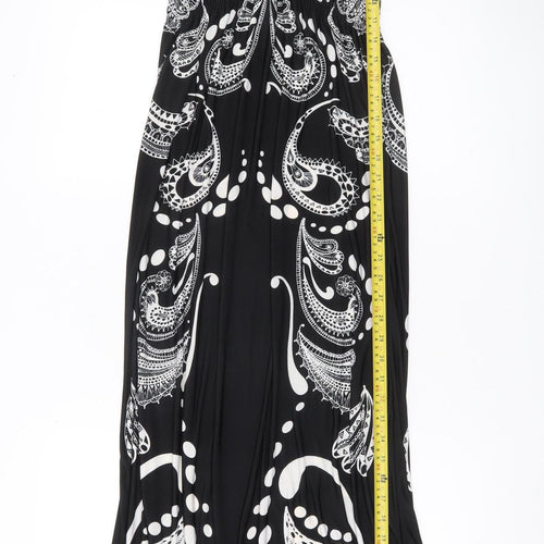 Next Women’s Black Paisley Maxi Dress S Off Shoulder Stretch