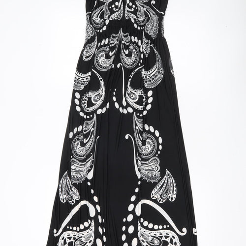 Next Women’s Black Paisley Maxi Dress S Off Shoulder Stretch
