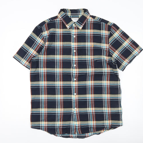 Farah Men's Multicoloured Plaid Short Sleeve Button-Up Shirt L