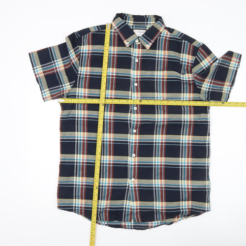 Farah Men's Multicoloured Plaid Short Sleeve Button-Up Shirt L
