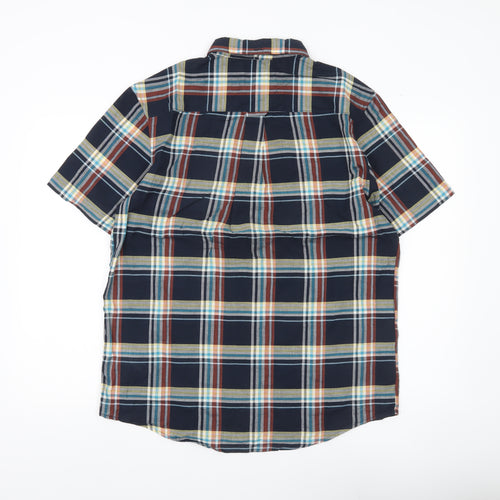 Farah Men's Multicoloured Plaid Short Sleeve Button-Up Shirt L