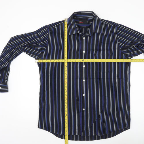 Marks & Spencer Men’s Blue Striped Long Sleeve Button-Up Shirt Size 16