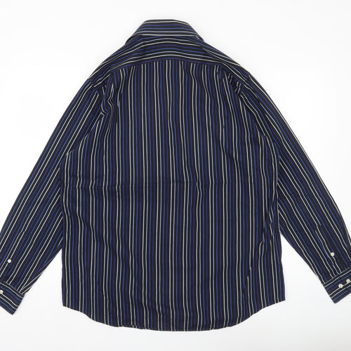 Marks & Spencer Men’s Blue Striped Long Sleeve Button-Up Shirt Size 16