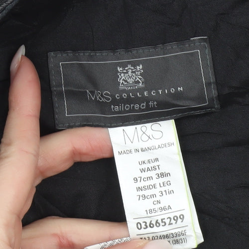Marks and Spencer Men's Grey Dress Pants Trousers 38W 31L Classic Fit