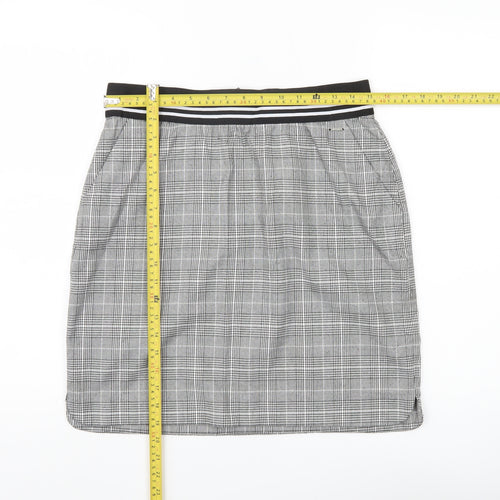b.young Womens Grey Check Pencil Skirt Size 12 Workwear