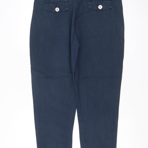 Select Women’s Blue Linen Blend Chino Trousers UK 12 Pleated