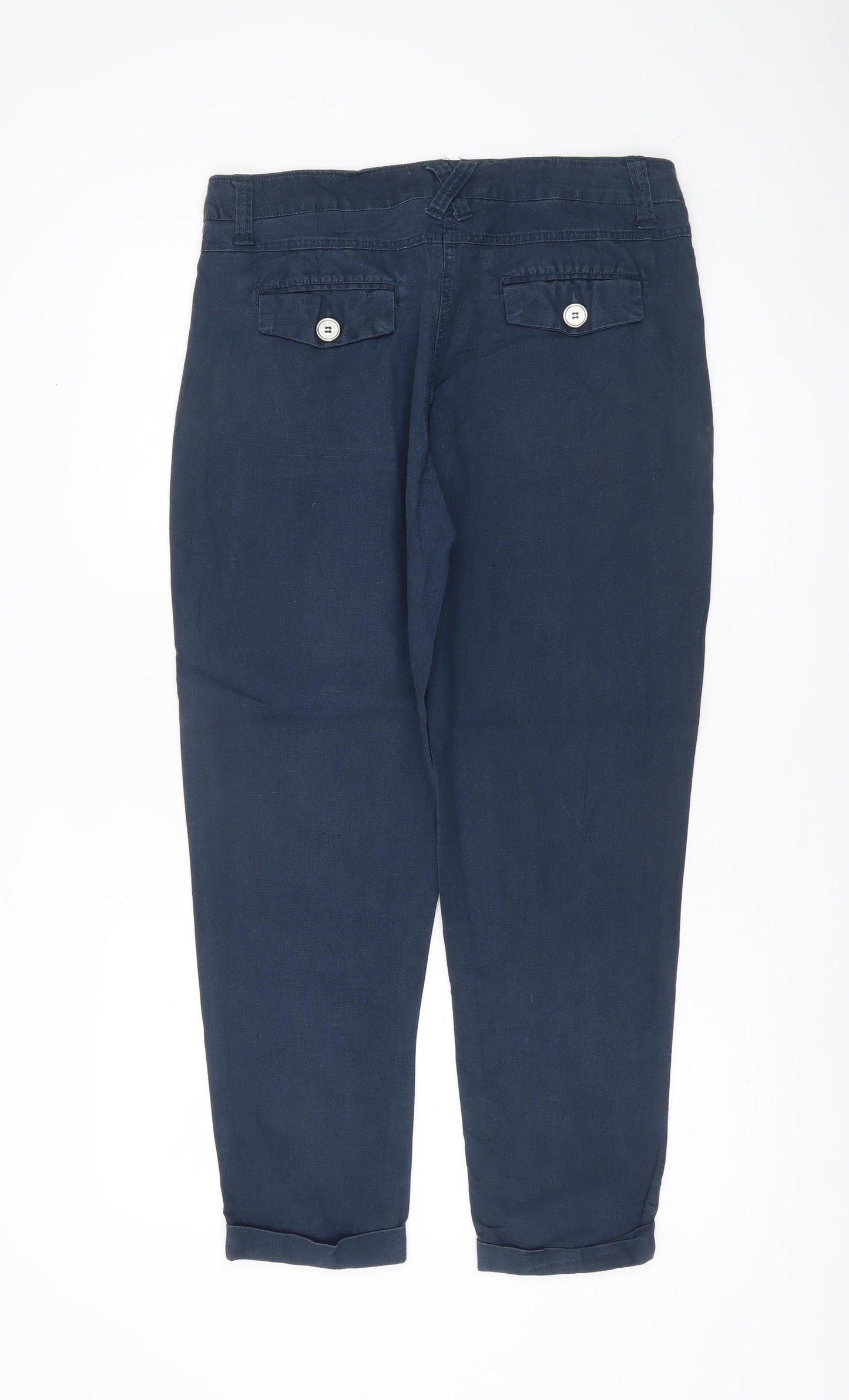 Select Women’s Blue Linen Blend Chino Trousers UK 12 Pleated