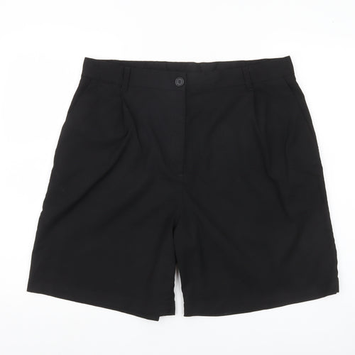 Monki Womens Black Chino Shorts Size 18 Pleated Workwear
