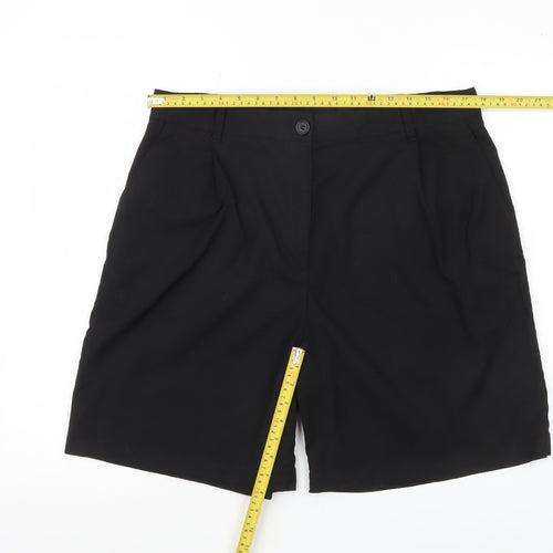 Monki Womens Black Chino Shorts Size 18 Pleated Workwear