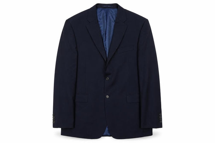 John Lewis Men’s Blue Wool Blazer Jacket 44L Regular Fit Notch Lapel