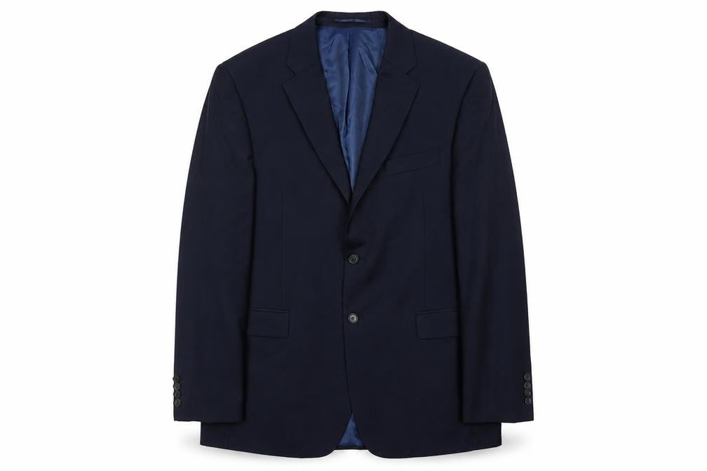 John Lewis Men’s Blue Wool Blazer Jacket 44L Regular Fit Notch Lapel