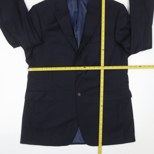 John Lewis Men’s Blue Wool Blazer Jacket 44L Regular Fit Notch Lapel