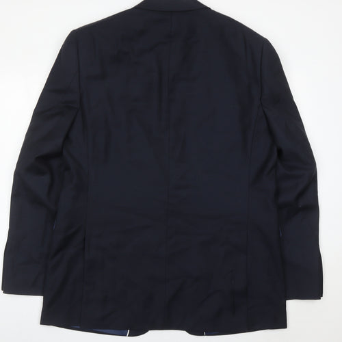 John Lewis Men’s Blue Wool Blazer Jacket 44L Regular Fit Notch Lapel