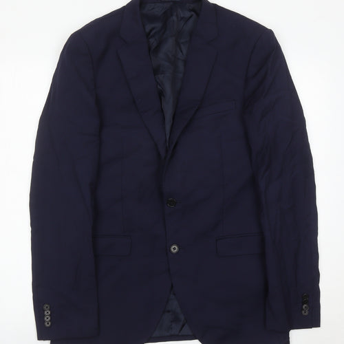 DKNY Men’s Blue Slim Fit Wool Blazer Jacket 38L