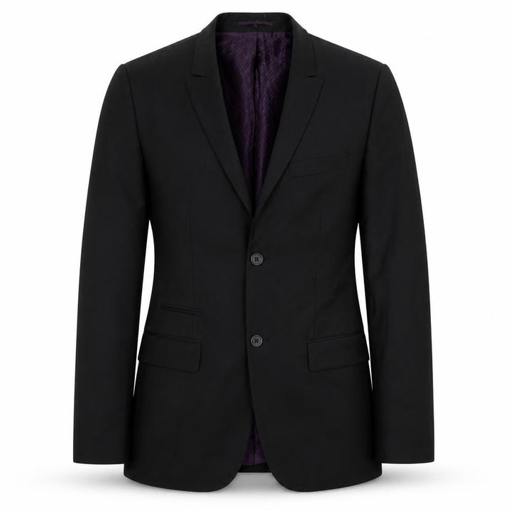 River Island Men’s Black 38L Suit Jacket Wool Blend Notch Lapel
