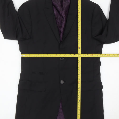 River Island Men’s Black 38L Suit Jacket Wool Blend Notch Lapel