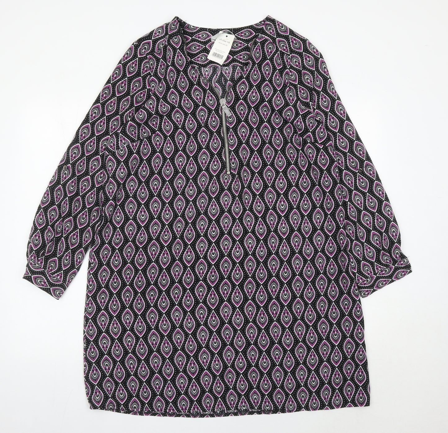 George Women’s Black Pink Geometric Shift Dress Size 14