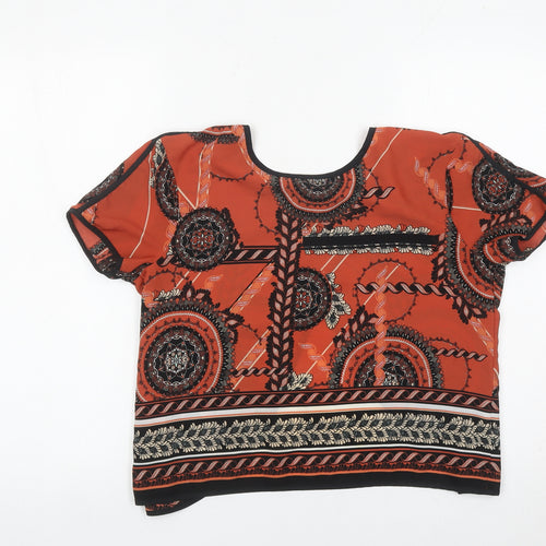 River Island Womens Orange Geometric Wrap Blouse Size 6