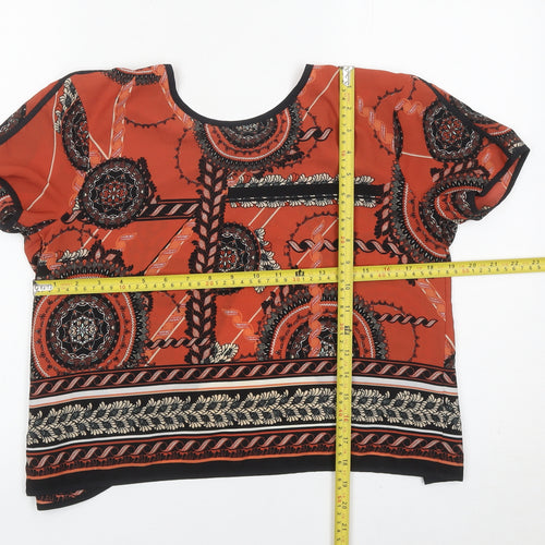 River Island Womens Orange Geometric Wrap Blouse Size 6