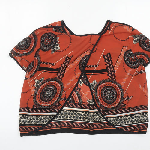 River Island Womens Orange Geometric Wrap Blouse Size 6