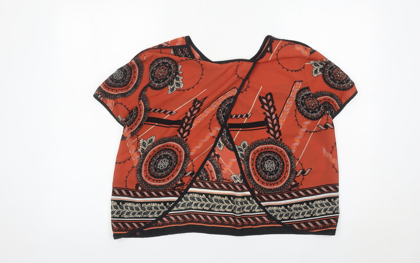 River Island Womens Orange Geometric Wrap Blouse Size 6