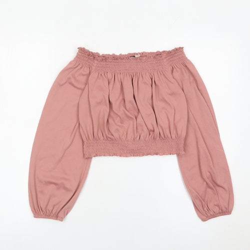 H&M Divided Women’s Pink Off-Shoulder Cropped Blouse Size S