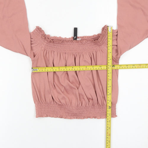 H&M Divided Women’s Pink Off-Shoulder Cropped Blouse Size S