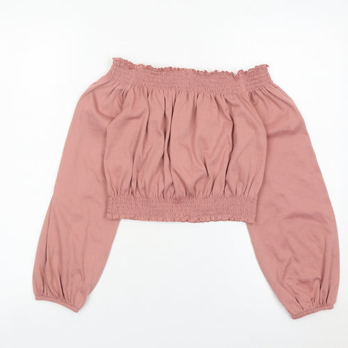 H&M Divided Women’s Pink Off-Shoulder Cropped Blouse Size S