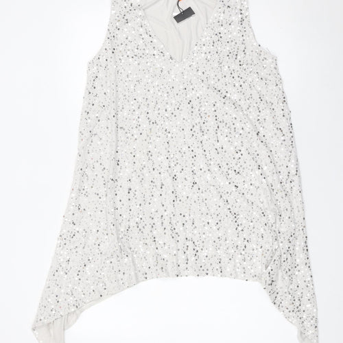 Isabella Oliver Women’s Silver Sequin Tunic Blouse Size 8