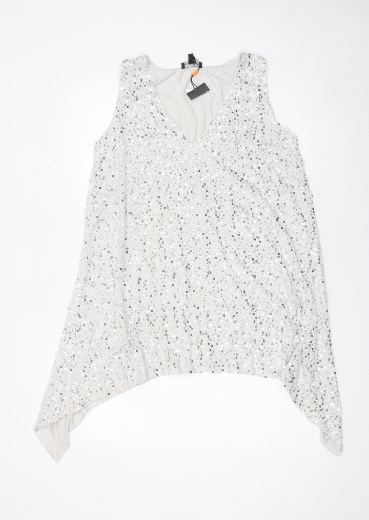 Isabella Oliver Women’s Silver Sequin Tunic Blouse Size 8