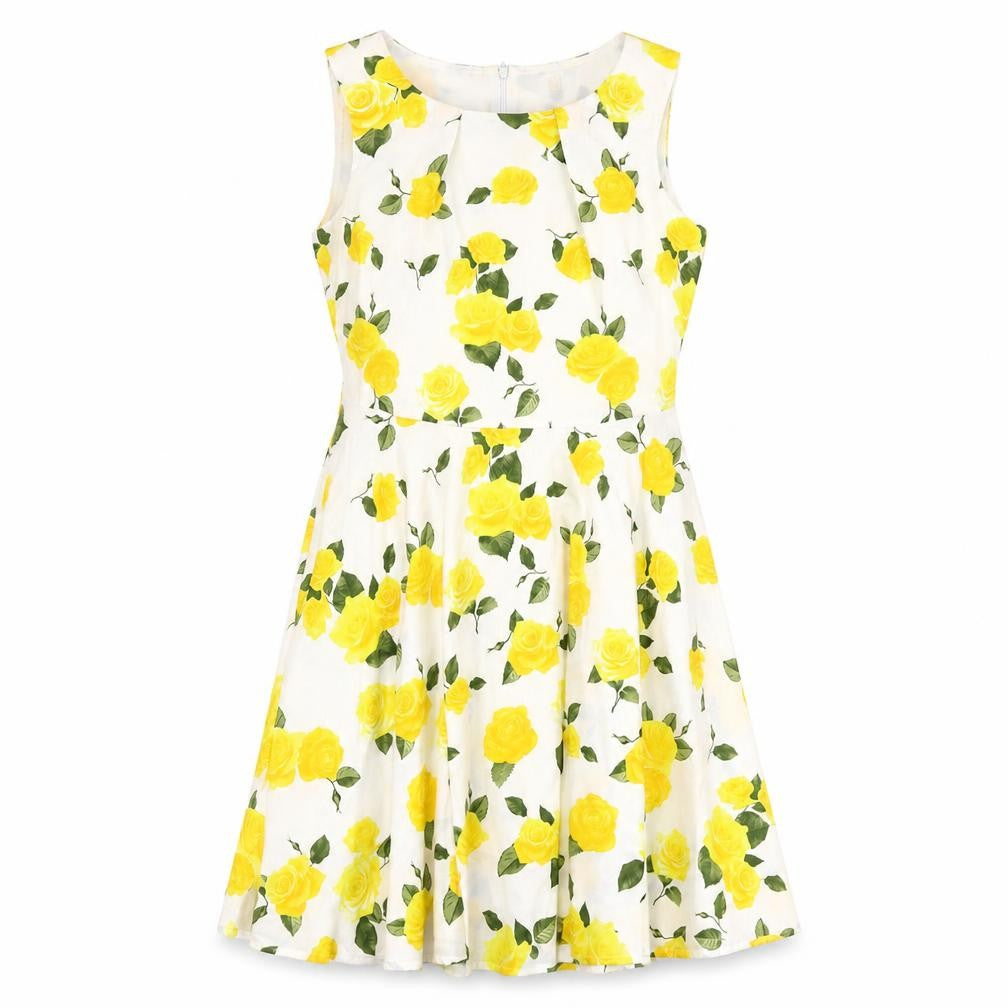 Fever London Womens White Yellow Floral Fit & Flare Dress UK 12