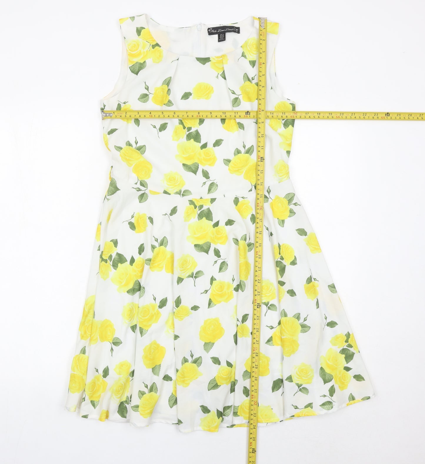 Fever London Womens White Yellow Floral Fit & Flare Dress UK 12
