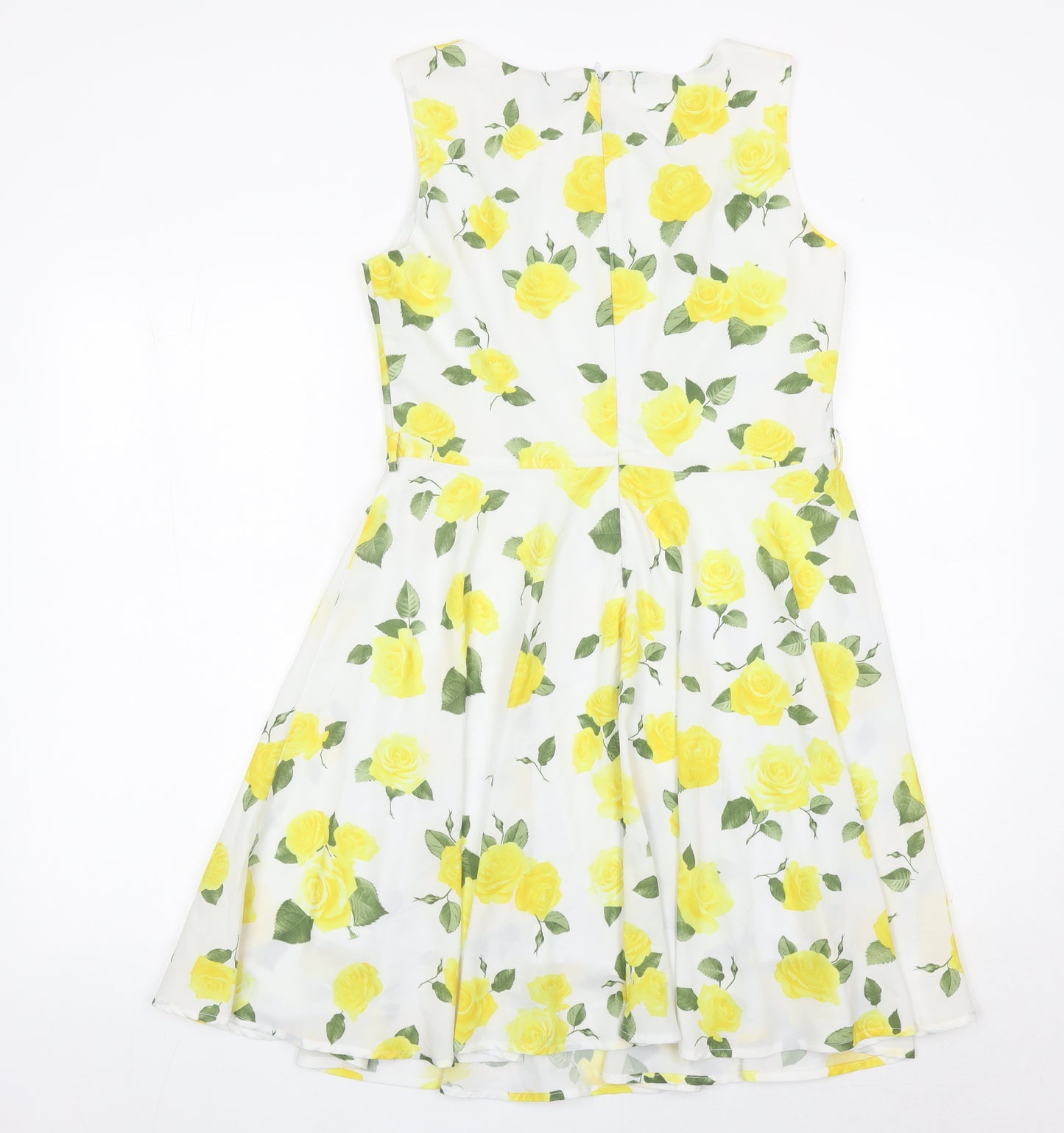 Fever London Womens White Yellow Floral Fit & Flare Dress UK 12