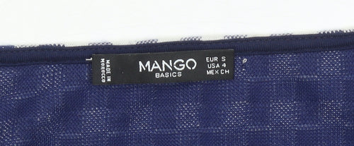 Mango Women Blue Check Shift Dress Size 8 Short Sleeve Knee Length
