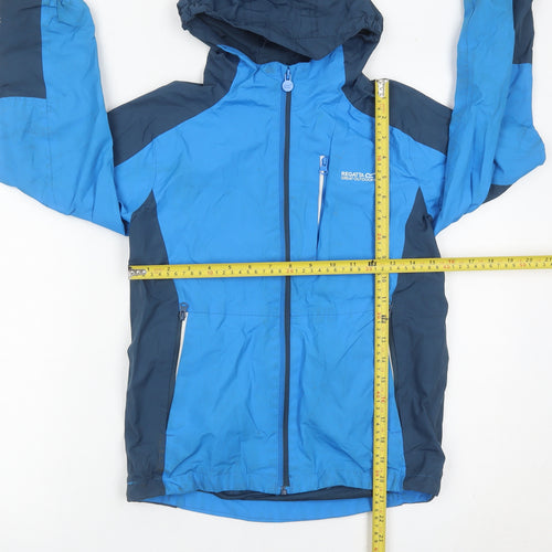 Regatta Boys Blue Waterproof Hooded Rain Coat Jacket 9-10 Years