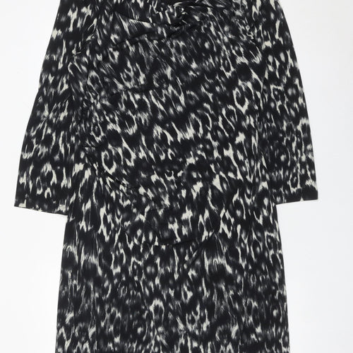 Fenn Wright Manson Women’s Black Animal Print Bodycon Dress Size 16