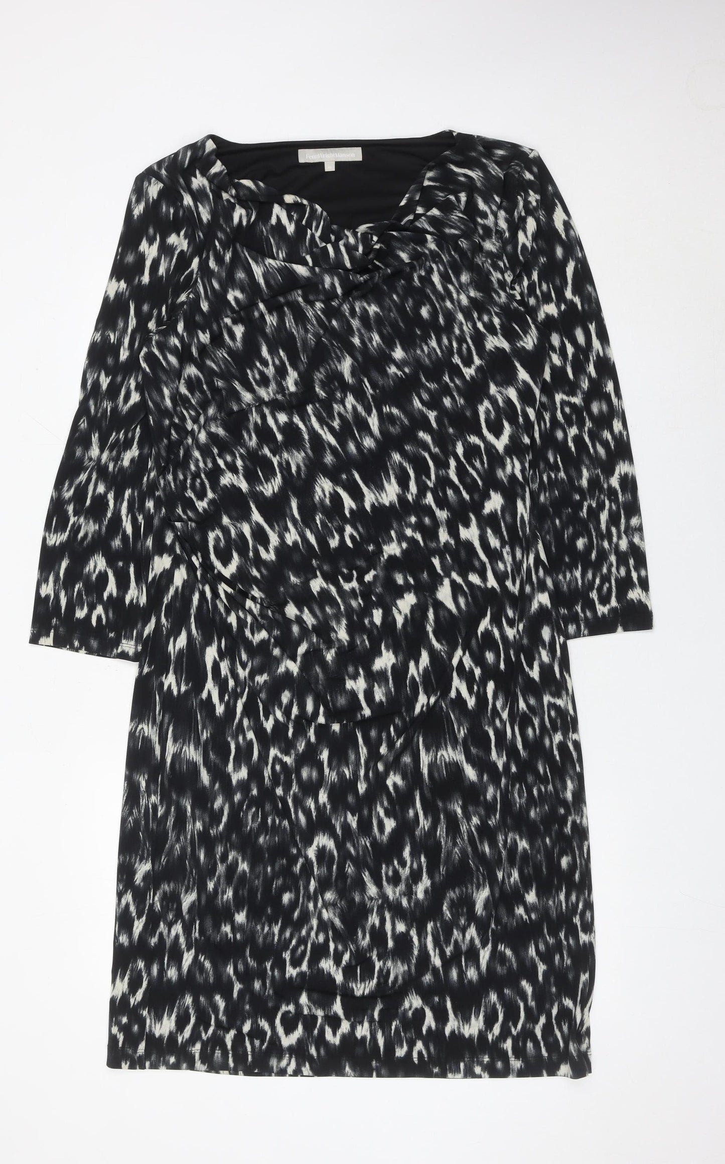 Fenn Wright Manson Women’s Black Animal Print Bodycon Dress Size 16