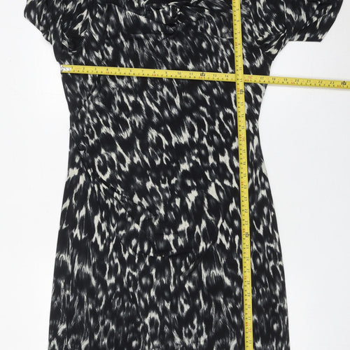 Fenn Wright Manson Women’s Black Animal Print Bodycon Dress Size 16