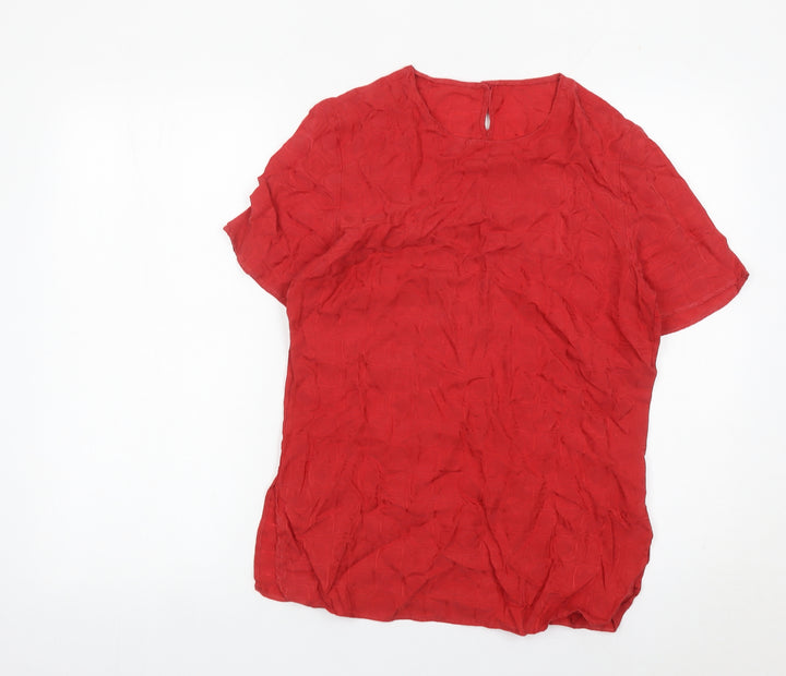 Marks and Spencer Women’s Red Short Sleeve Cupro Blouse UK 10