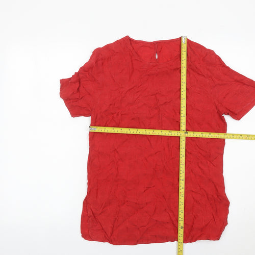 Marks and Spencer Women’s Red Short Sleeve Cupro Blouse UK 10