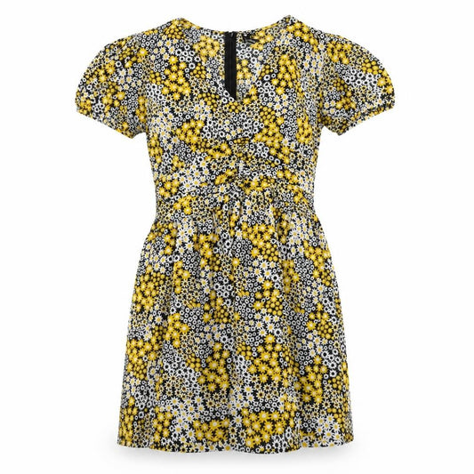 Front view of Influence women’s multicoloured floral short a-line dress, size UK 12