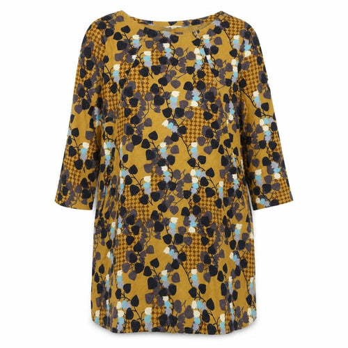 White Stuff Women’s Yellow Floral Shift Dress UK 12 Cotton 3/4 Sleeve