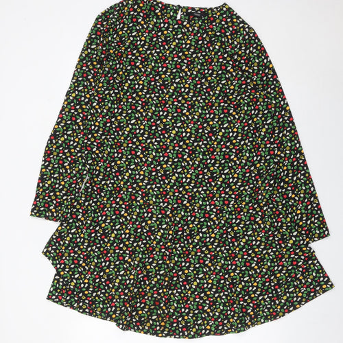 Next Womens Multicoloured Floral Shift Dress UK 16 Long Sleeve Crew Neck