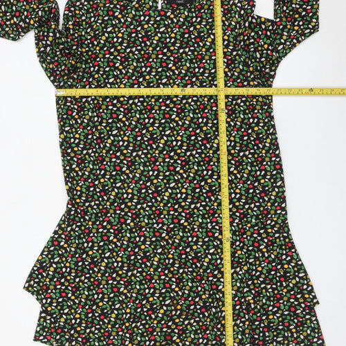 Next Womens Multicoloured Floral Shift Dress UK 16 Long Sleeve Crew Neck