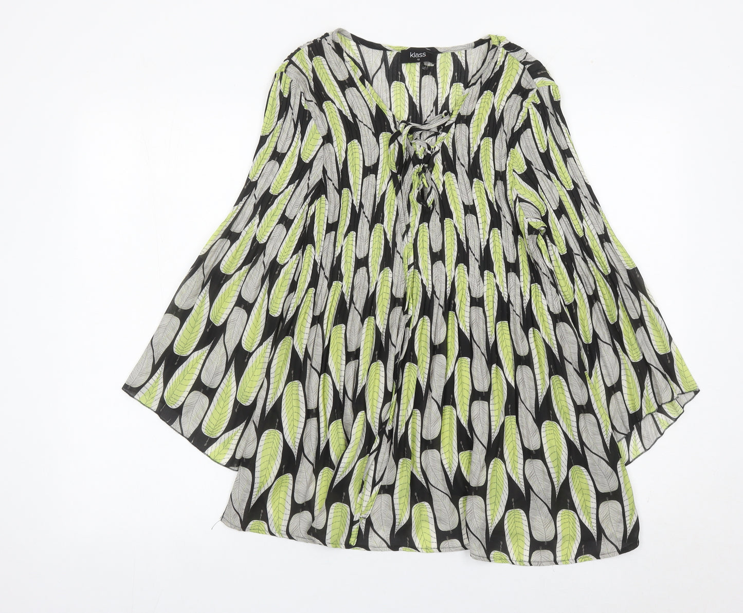 Klass Women’s Multicoloured Leaf Print Tunic Blouse Size 12