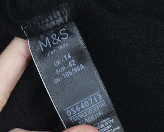 Marks and Spencer Women Black 14 Sheath Knee Length Dress