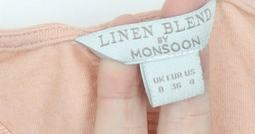 Monsoon Women’s Pink Linen Blend Sleeveless Blouse Size 8