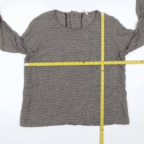 MNG Women’s Black Checked Cotton Tunic Blouse Size 12